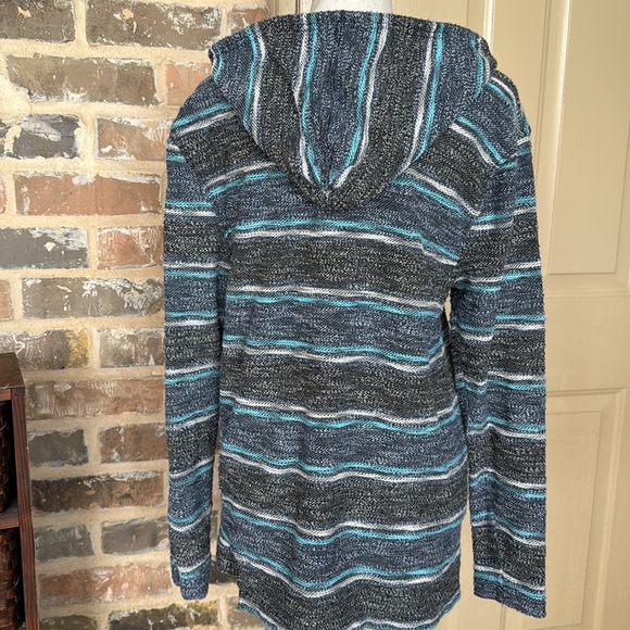 Departwest Baja Striped Pullover Hoodie in Navy Tobacco Drug Rug - Picture 5 of 12